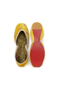 Mustard Yellow Contrast Velvet Jutti image 2