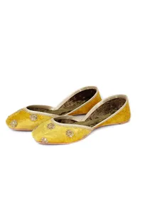 Mustard Yellow Contrast Velvet Jutti image 3