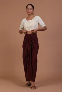 Off White Color Cotton Chikankari Blouse image 2