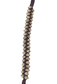 Set Of 2: Dridha Brown Thread & Antique Plated Brass Beaded Anklets image 4