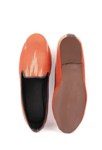 Black & Coral Pink Ikat Flat Cruelty Free Leather Ballerina image 3