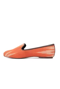 Black & Coral Pink Ikat Flat Cruelty Free Leather Ballerina image 4