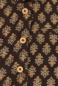 Set of 3: Kiaan Black Cotton Kurta, Pyjama & Ajrakh Print Nehru Jacket image 5