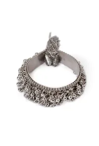 German Silver Partywear Silver Adjustable Size Ghunghru Tassel Bracelet image 6