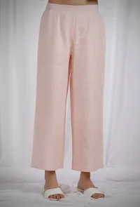 Orange Woven Cotton Striped Straight Fit Pants image 1