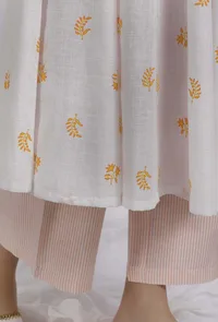 Orange Woven Cotton Striped Straight Fit Pants image 4