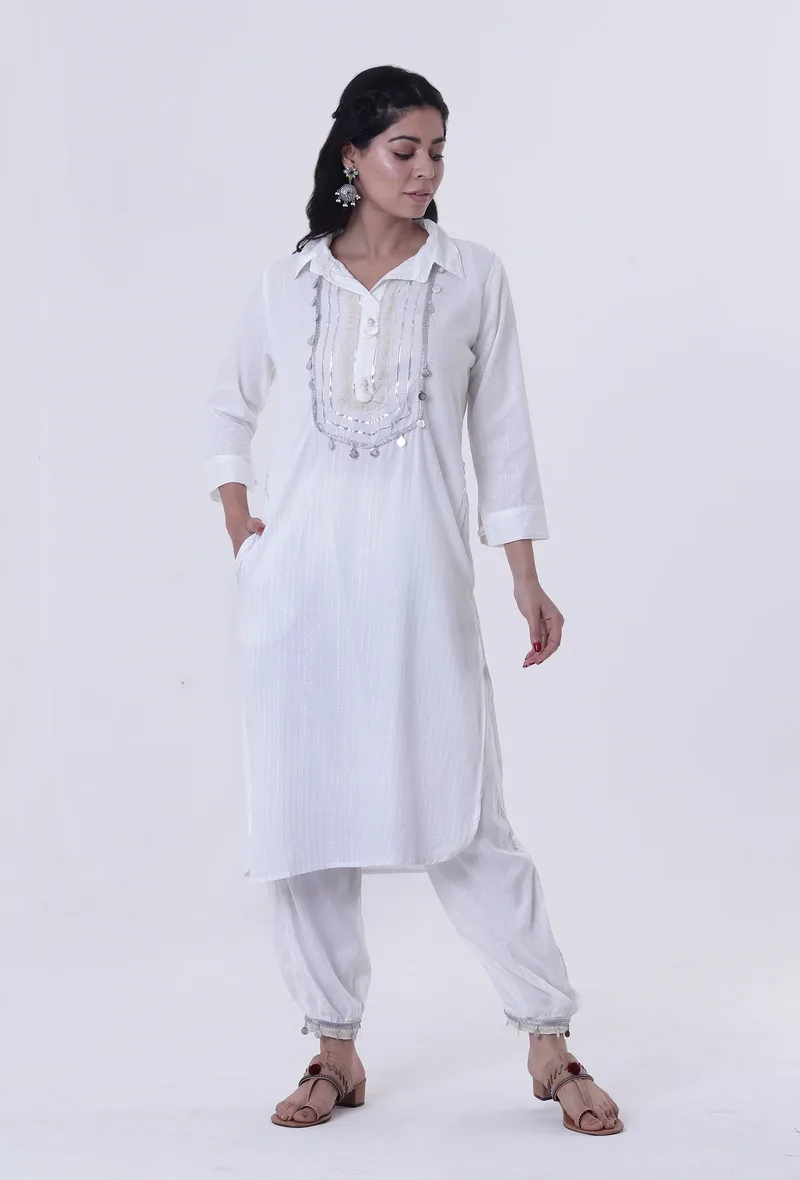 White Lurex Kurta
