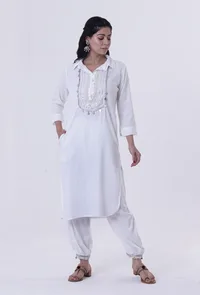 White Lurex Kurta image 1