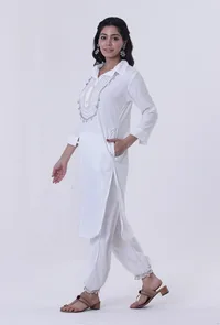 White Lurex Kurta image 2