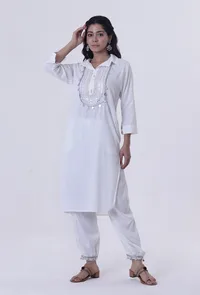 White Lurex Kurta image 3