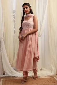 Bermuda Peach Georgette Dupatta With Sequin Embroidered Border image 2