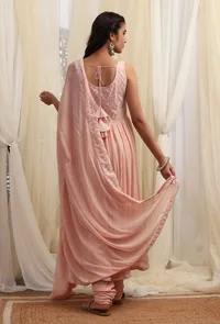 Bermuda Peach Georgette Dupatta With Sequin Embroidered Border image 3