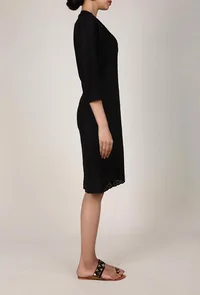 Black Chikankari High Collar Dress image 3