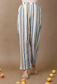 Hand Block Printed Striped Cotton Pants image 3