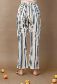 Hand Block Printed Striped Cotton Pants image 4