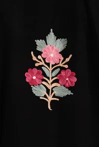 Charcoal Cozy Aari Embroidered Kashmiri Phiran-Free Size image 6