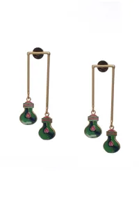 Kelly Green Gold Stone Pearl Earrings image 2