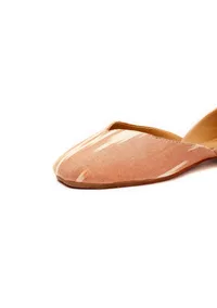 Peach Ikkat Cruelty Free Leather Juttis image 4