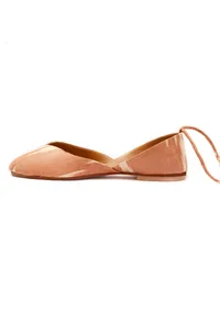 Peach Ikkat Cruelty Free Leather Juttis image 5