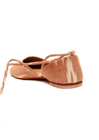 Peach Ikkat Cruelty Free Leather Juttis image 6