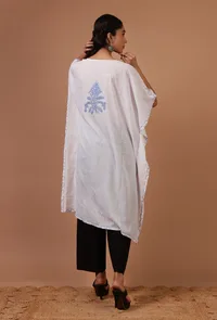Off-White Cotton Crush Ari Embroidered Kaftan- Free Size image 4