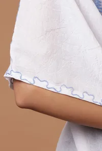 Off-White Cotton Crush Ari Embroidered Kaftan- Free Size image 6