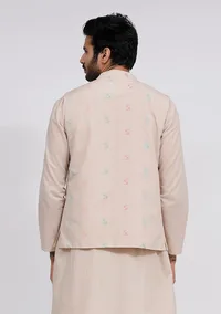 Beige Dobby Nehru Jacket image 3