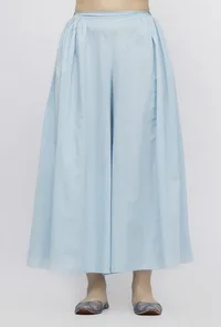 Blue Plain Cotton Pallazo image 1