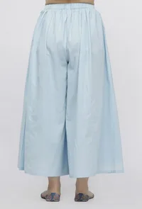 Blue Plain Cotton Pallazo image 3