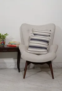 Set of 2: White Stripes Handcrafted Jacquard Cushion Covers image 1