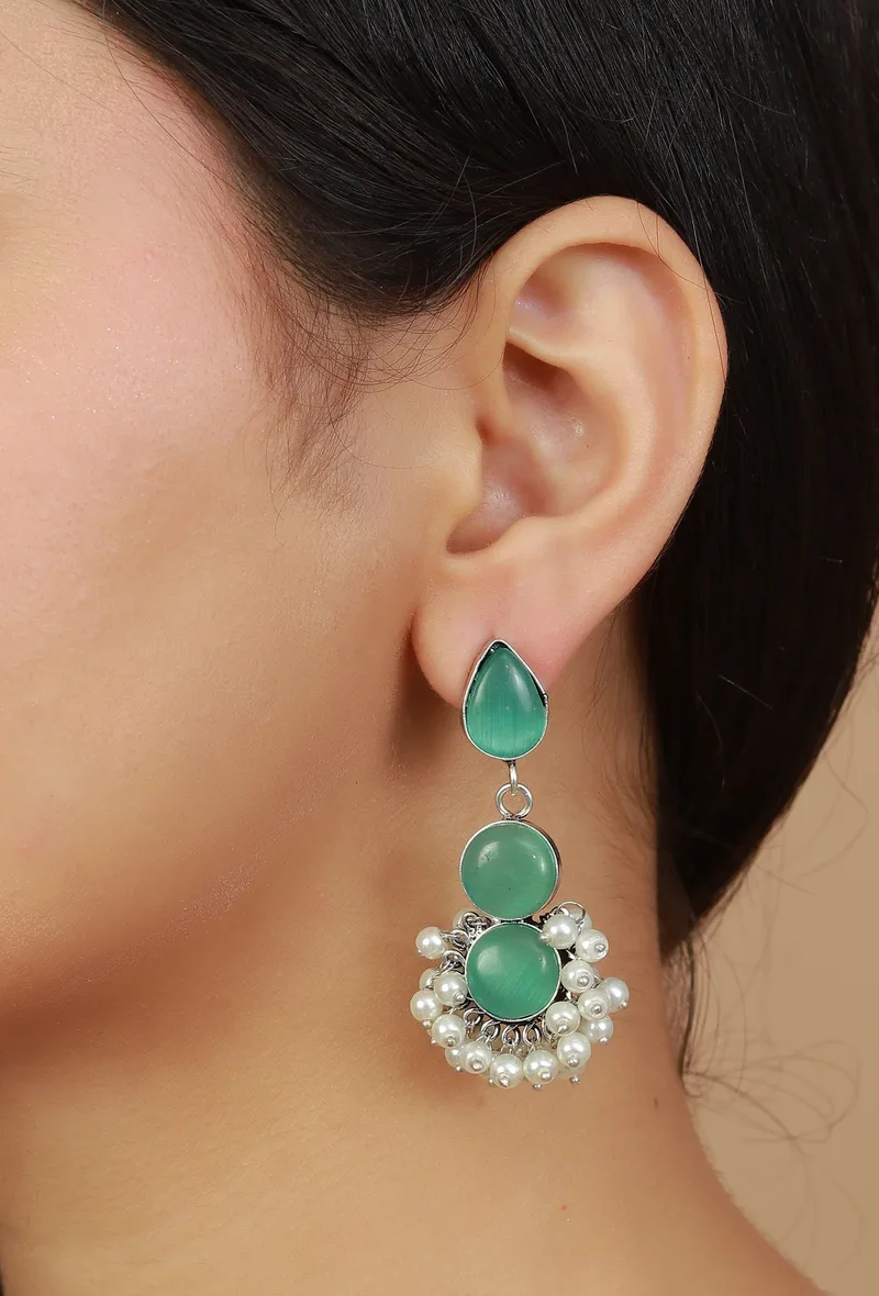 Emerald Dewdrop Chandbali Earrings