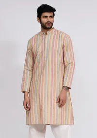 Beige Stripe Kurta image 1