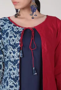 Set of 2 - Set of Hand Block Printed Bagru Cape And Dress image 3