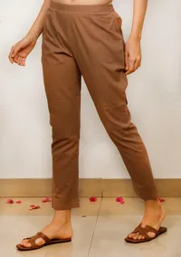 Brown Cotton straight Pants image 2