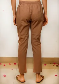 Brown Cotton straight Pants image 4