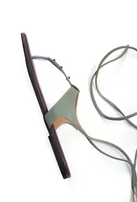 Olive Green Summer Tie Up Flats image 3