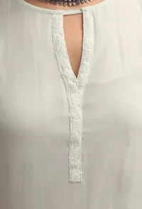 Tea Green Plain Halter Neck Kurta With Sequin Embroidery image 5