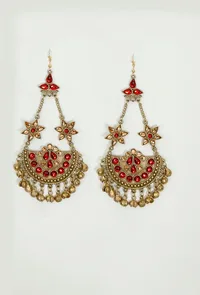 Red Stone Afghan Earrings image 2