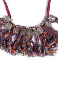 Saami Red Contrast Thread Tribal Necklace image 3