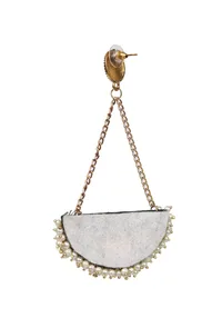 D Shaped Handcrafted Green Fabric Style Earrings image 4