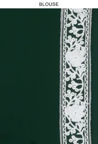 Embroidered Bottle Green Georgette Saree with Unstitched Blouse image 3