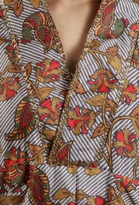 Elegant Kalamkari Printed Muslin Silk Flared Ethnic Kurta image 5