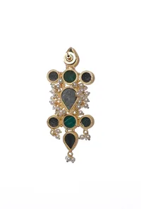 Mint Green Gold Stone Pearl Earrings image 3