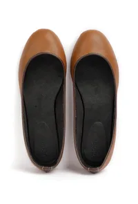 Brown Cruelty Free Leather Flat Ballerinas image 2
