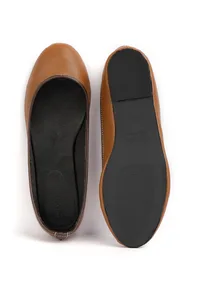 Brown Cruelty Free Leather Flat Ballerinas image 3