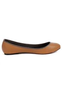 Brown Cruelty Free Leather Flat Ballerinas image 4