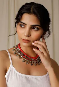 Narangi Silver Coin Tribal Necklace image 1