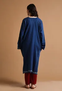 Venice Blue Kashmiri Sozni Embroidery Phiran-Free Size image 4