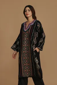 Midnight Kashmiri Embroidered Free Size Phiran- Free Size image 3