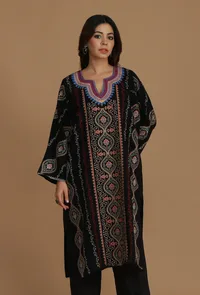 Midnight Kashmiri Embroidered Free Size Phiran- Free Size image 4